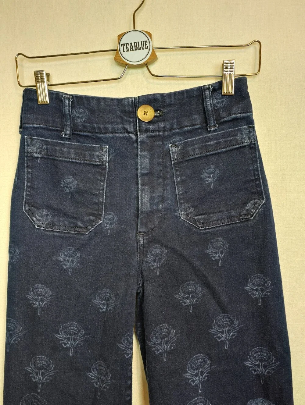 Maeve Colette Cropped Wide-Leg Jeans Dark Floral 25